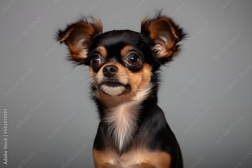 Portrait of a Dog in gray background studio Portrait of a Dog in gray background studio