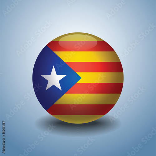 Free Download Catalonia flag. Round glossy. Isolated on color gradient background - GFXLoad