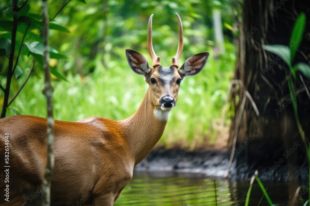 Thailand's wild deer in the wild. Generative AI Thailand's wild deer in the wild. Generative AI