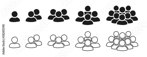 People icon set flat black isolated on transparent background. photo