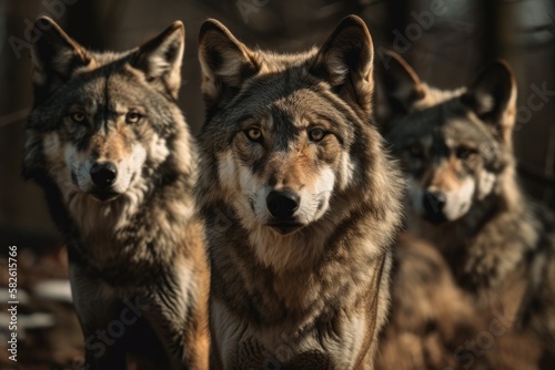 several wolves Lupus Canis. Generative AI