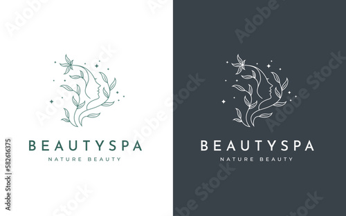 Feminine Woman Line Art Beauty Logo Design Illustration