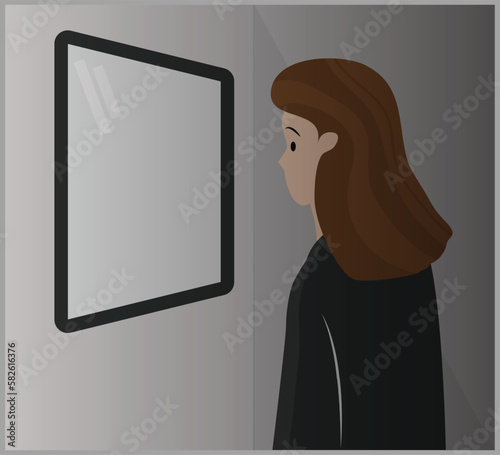 lonely woman,  depression insomnia despair sad, dark black gray background