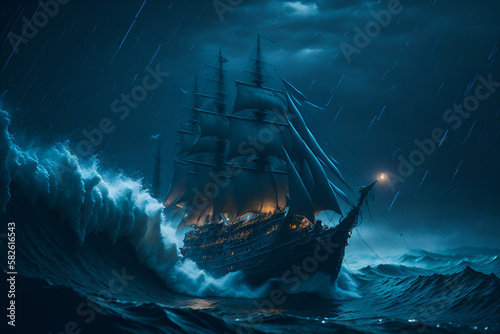 Obraz na płótnie ship in the sea w salonie