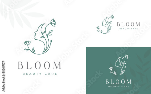 Feminine Woman Line Art Beauty Logo Design Illustration