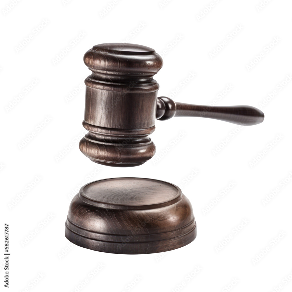Judge gavel. Law and auction symbol isolated, transparent background. PNG. Generative AI