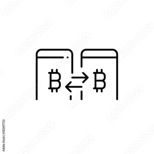 Bitcoin currency p2p payments. Cryptocurrency users. Pixel perfect, editable stroke icon