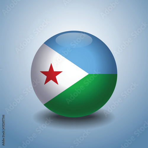 Free Download Djibouti flag. Round glossy. Isolated on color gradient background - GFXLoad