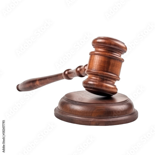 Judge gavel. Law and auction symbol isolated, transparent background. PNG. Generative AI