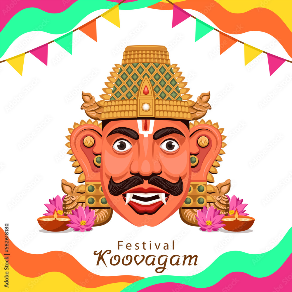 Flat illustration of Koovagam festival. An Indian festival  dedicated to Lord Aravan.