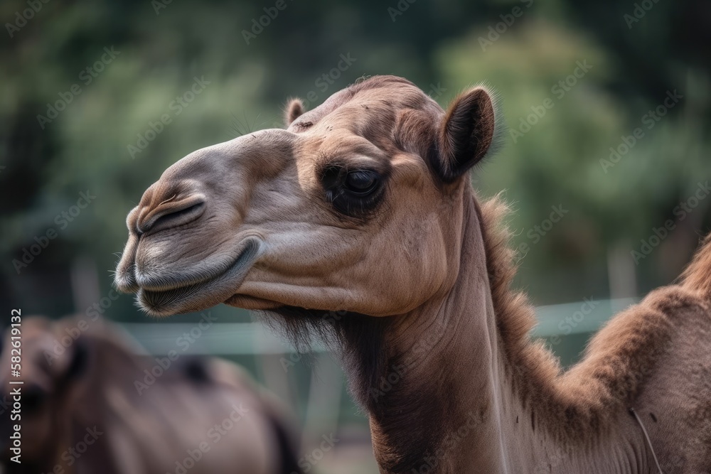 Fototapeta premium LAHORE ZOO CAMELS. Generative AI