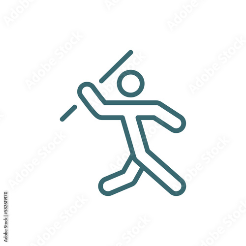 man throwing javelin icon. Thin line man throwing javelin icon from behavior and action collection. Outline vector isolated on white background.