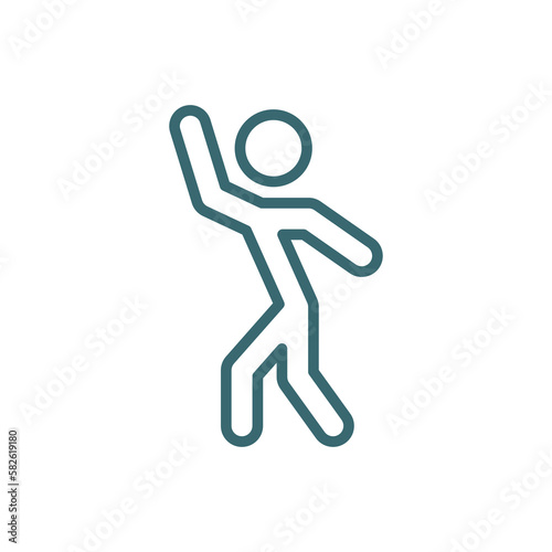 stick man dancing icon. Thin line stick man dancing icon from behavior and action collection. Outline vector isolated on white background. Editable stick man dancing symbol can be used web and mobile