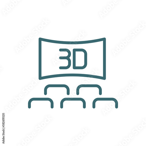 3 dimension screen icon. Thin line 3 dimension screen icon from cinema and theater collection. Outline vector isolated on white background. 