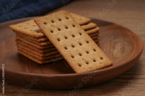 A stack of coffee flavored crackers