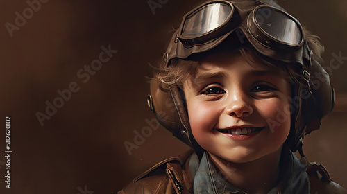 Foto boy in aviator illustration by generative AI