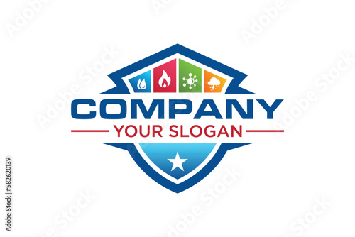 Water, Fire and Mold shield services Logo Design