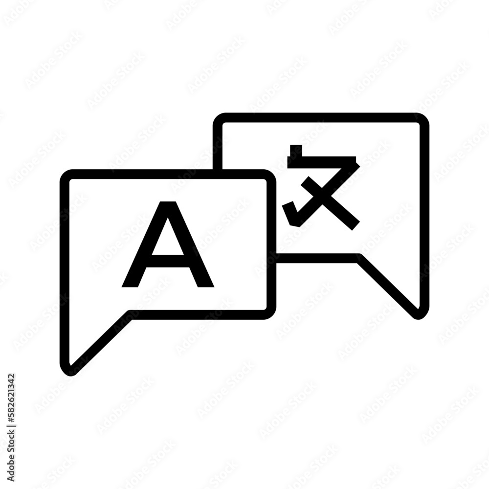 Language translation icon, outline vector illustration in trendy style. Editable graphic resources for many purposes. Language translation icon, outline vector illustration in trendy style. Editable graphic resources for many purposes.