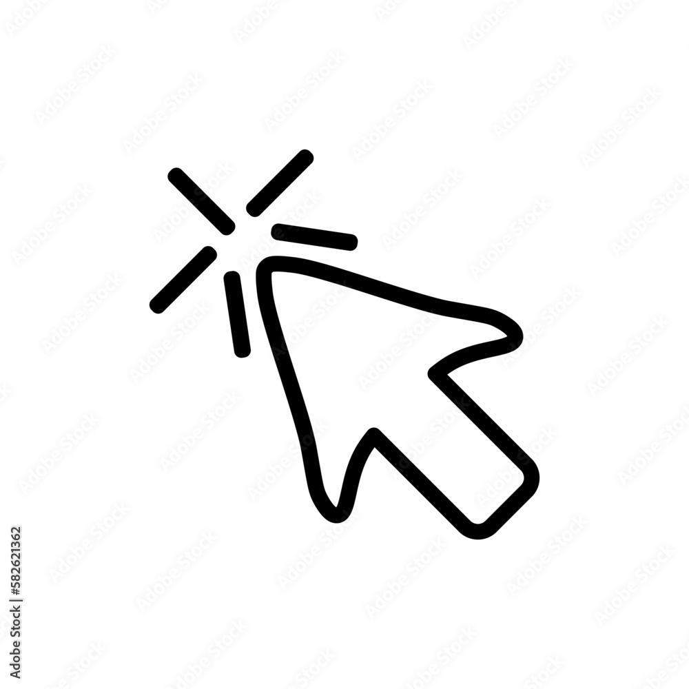 Pointer or cursor or click icon, outline vector illustration in trendy style. Editable graphic resources for many purposes. Pointer or cursor or click icon, outline vector illustration in trendy style. Editable graphic resources for many purposes.