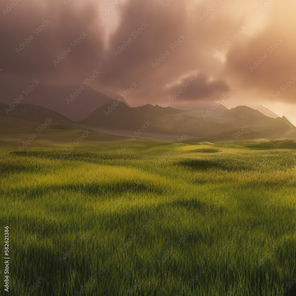 Mysterious realistic highly detailed grass Spring Landscape That Inspires Wanderlust with depth k quality