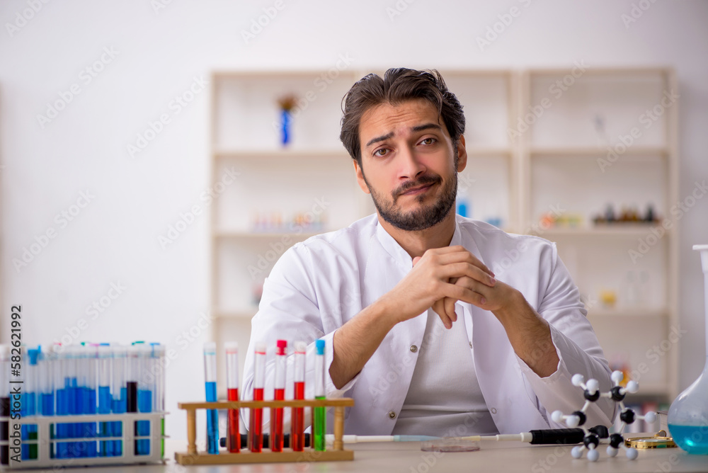 Young male chemist working at the lab Young male chemist working at the lab