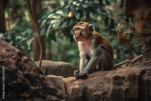Monkey. the notion of zoo animals. Generative AI © AkuAku
