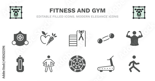Fotografie set of fitness and gym filled icons