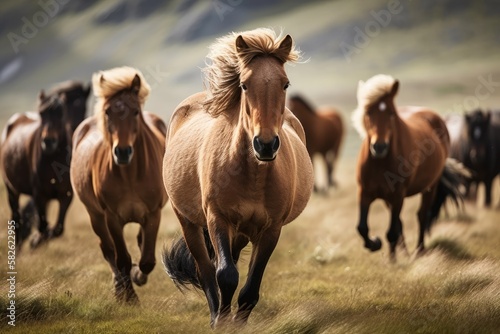 Running Icelandic Horses. Generative AI