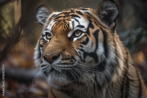 a zoo's Siberian tiger. Generative AI © AkuAku