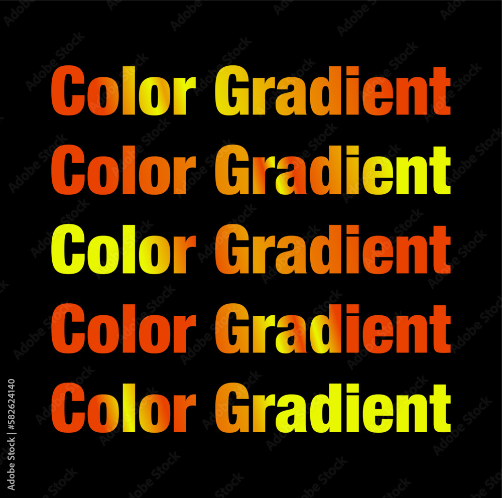 Orange color gradient set. text swatch set vector.