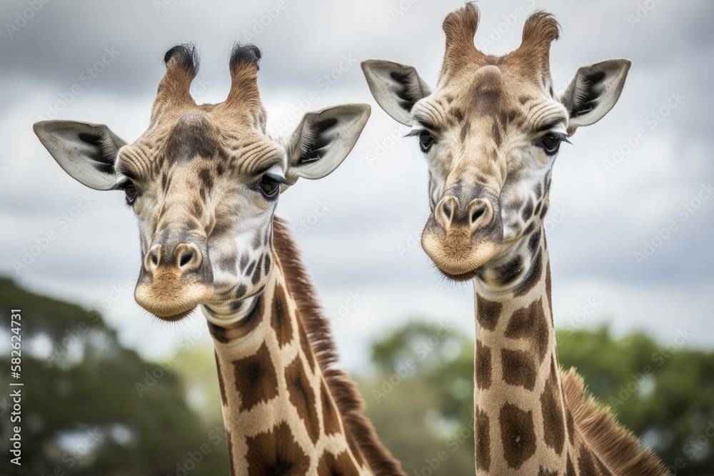 Obraz premium giraffes, two. Generative AI