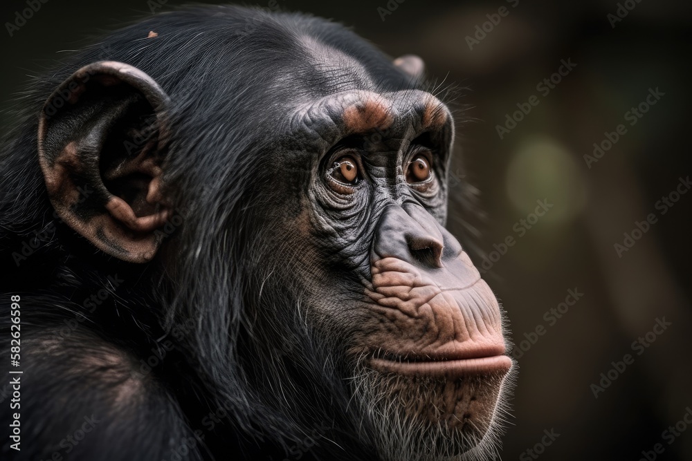 Chimpanzee has a serious thinking. Generative AI Chimpanzee has a serious thinking. Generative AI
