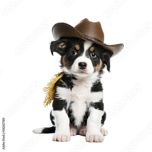 Cute Dog Cowboy Costume, generated AI, generated, AI
