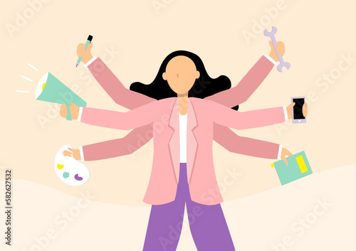 Business person multitasking handle multiple tasks at once