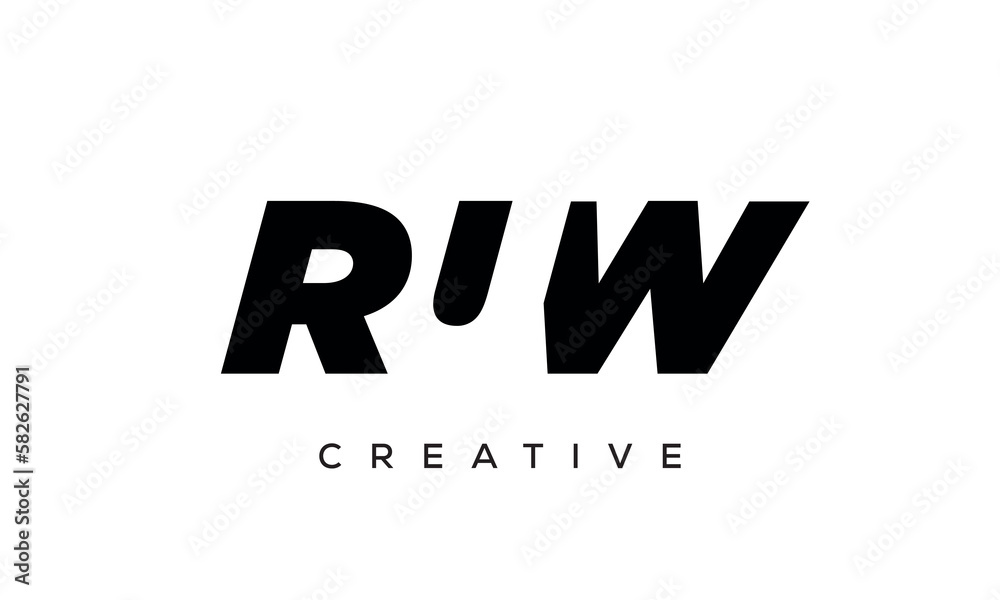 RUW letters negative space logo design. creative typography monogram vector	