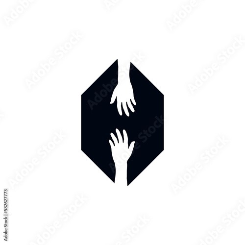 creative helping hand logo forming the letter H