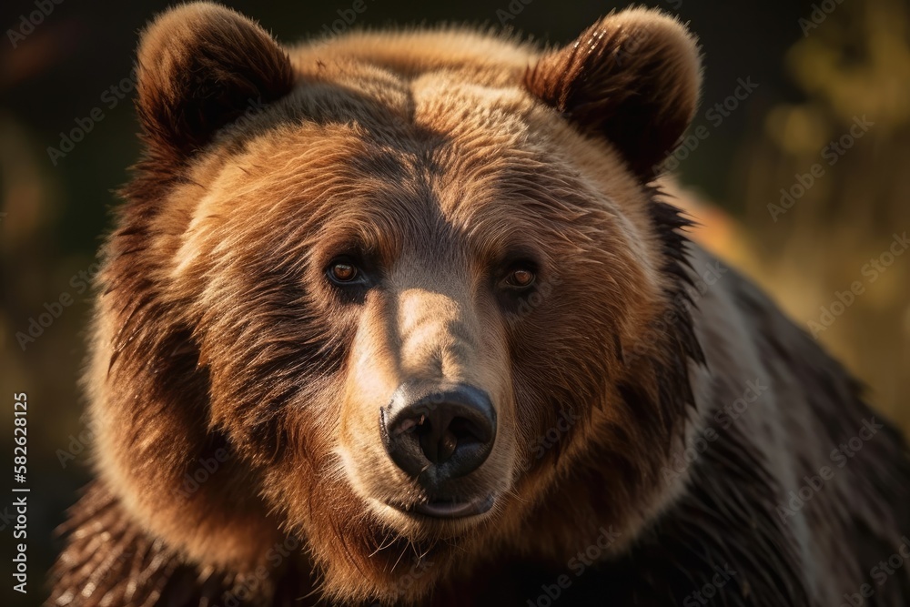 Large Kodiak brown bear in portrait. Generative AI Large Kodiak brown bear in portrait. Generative AI