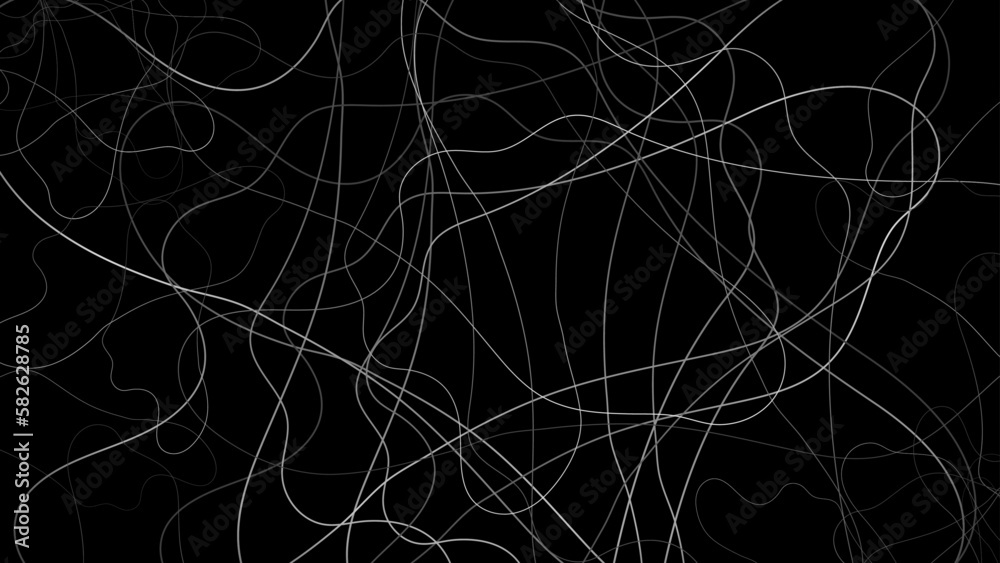 Gradient abstract background features monochrome tangled lines that create a vibrant and harmonious blend. The intricate web of lines dances across the canvas, adding depth and dimension to any design