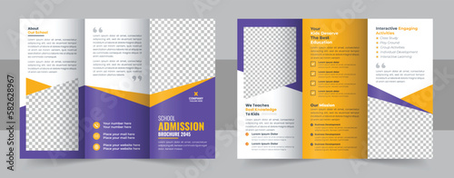 school trifold brochure design, kids academy brochure template