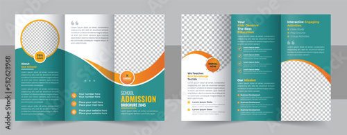 Kids back to school education admission trifold brochure template, school trifold brochure design template