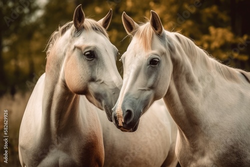 two horses' tender friendship. Generative AI