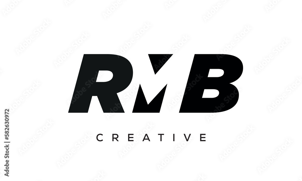 RMB letters negative space logo design. creative typography monogram vector RMB letters negative space logo design. creative typography monogram vector