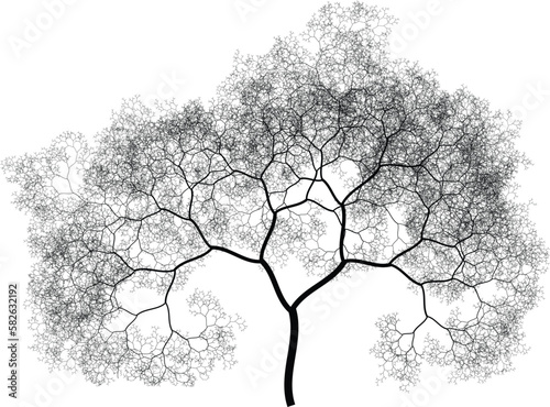 Tree silhouette. Binary fractal algorithmic design.