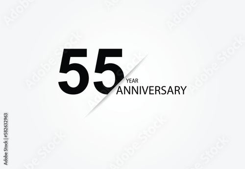 55 years anniversary logo template isolated on white, black and white background. 55th anniversary logo.