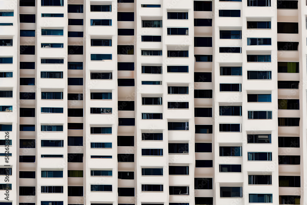 Modern apartment building facade. Generative AI Modern apartment building facade. Generative AI