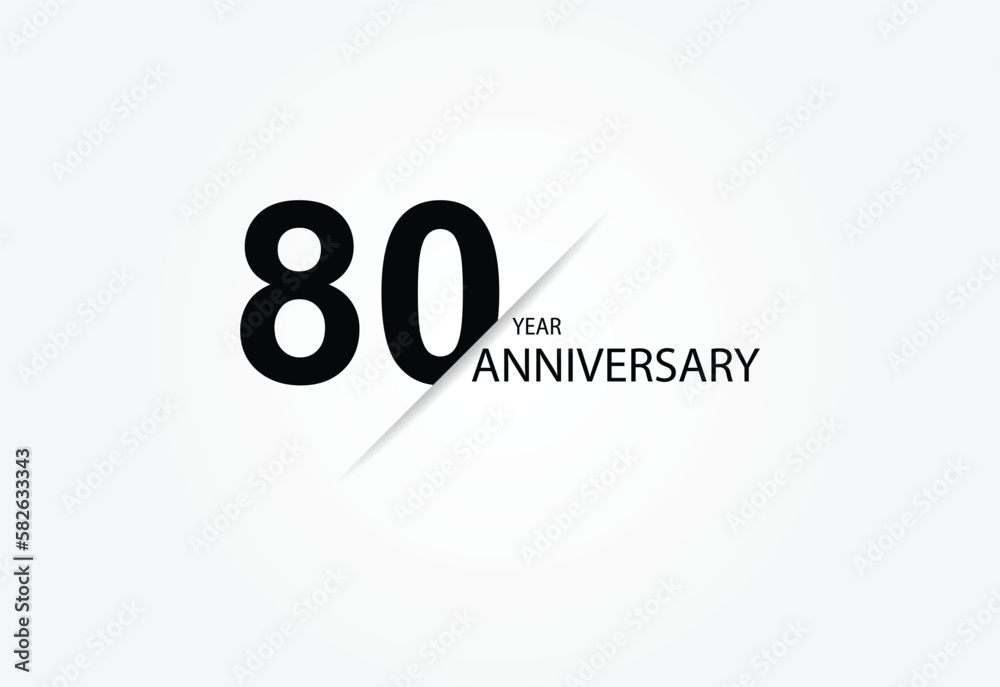 80 years anniversary logo template isolated on white, black and white background. 80th anniversary logo. 80 years anniversary logo template isolated on white, black and white background. 80th anniversary logo.