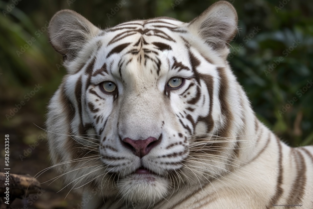 Female White Bengal Tiger up close. Generative AI Female White Bengal Tiger up close. Generative AI