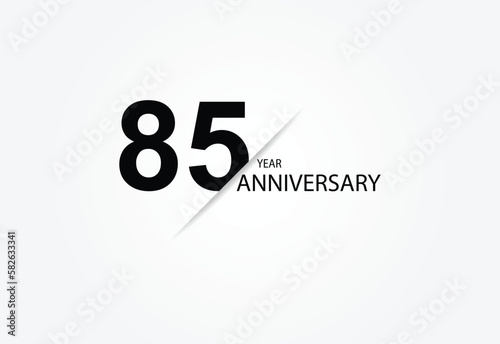 85 years anniversary logo template isolated on white, black and white background. 85th anniversary logo. photo