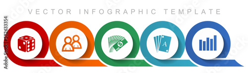 Casino icon set, miscellaneous icons such as dice, people, money, cards and graph for webdesign and mobile applications, flat design infographic vector template in eps 10