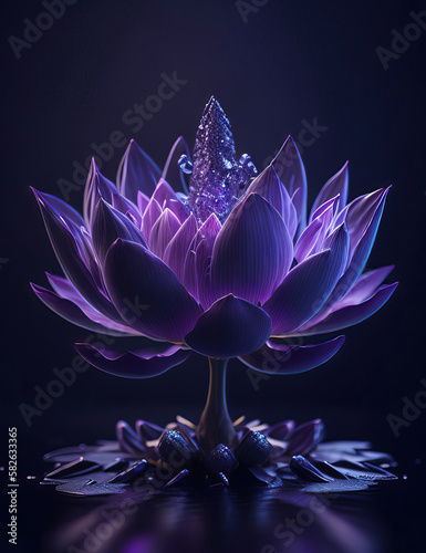 Crystal Purple Lotus printable wall art | AI Generative